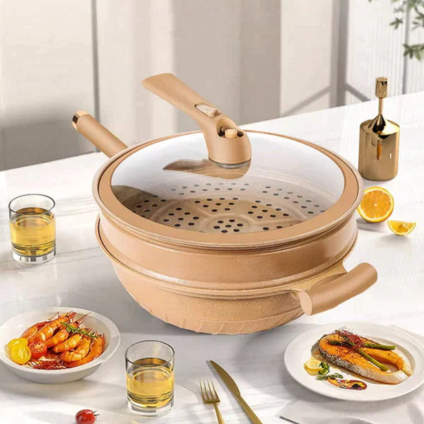 đ„Livraison gratuiteđ„ Wok en argile antiadhĂ©sif avec panier vapeur