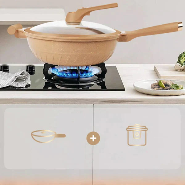 đ„Livraison gratuiteđ„ Wok en argile antiadhĂ©sif avec panier vapeur