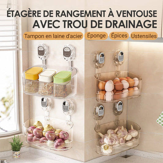 🔥Nouvelle mise à niveau 🍃Vente chaude 55% de réduction🔥Support de rangement à ventouse avec trou de drainage【Vente directe d'usine】
