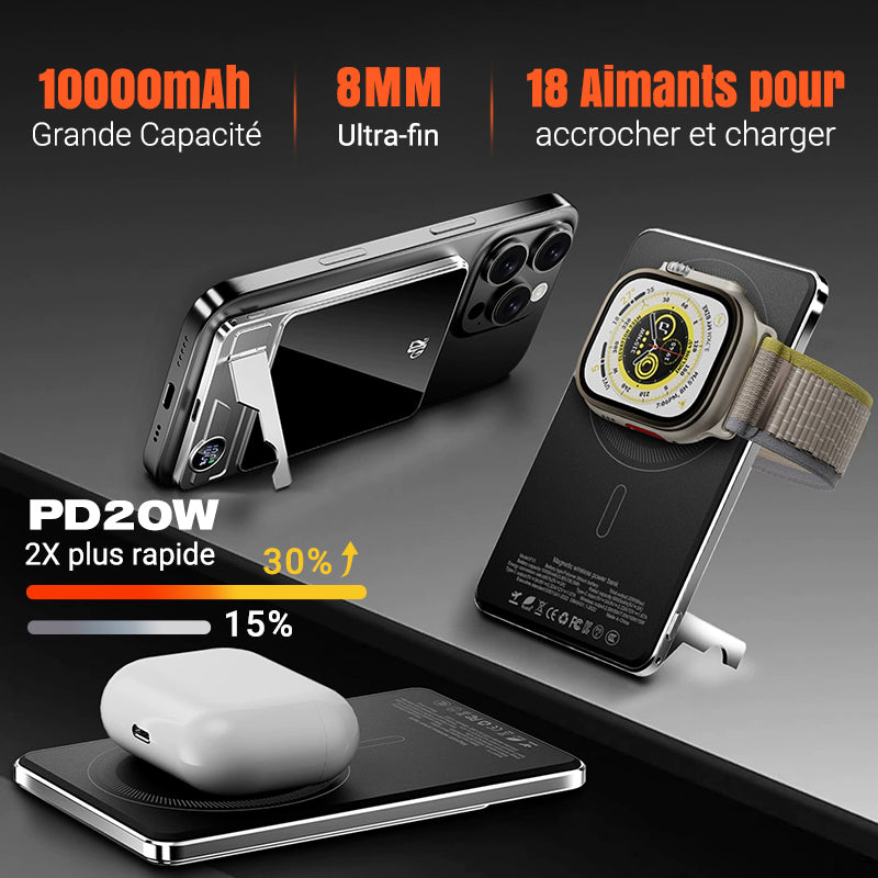 🎁Nouveaux produits vendus à chaud💯 Chargeur Portable Magnétique Ultra-fin avec Support