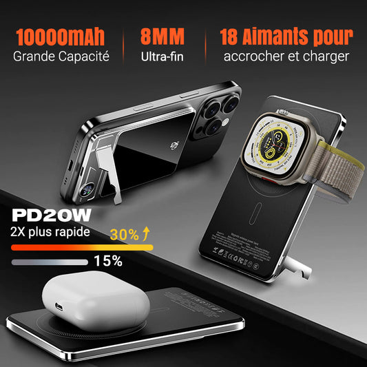 🎁Nouveaux produits vendus à chaud💯 Chargeur Portable Magnétique Ultra-fin avec Support