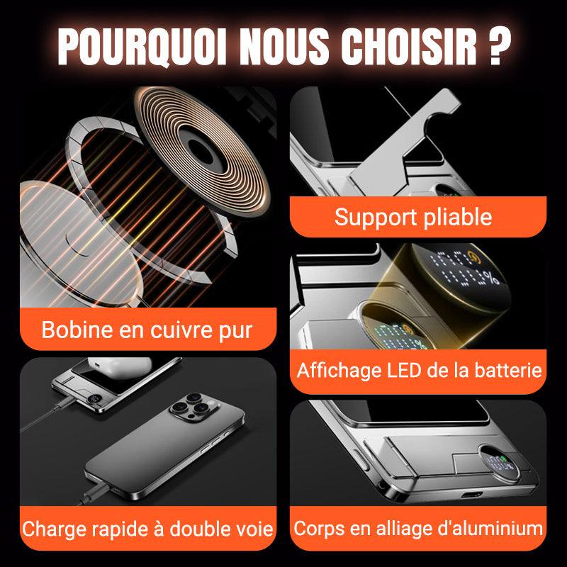 🎁Nouveaux produits vendus à chaud💯 Chargeur Portable Magnétique Ultra-fin avec Support