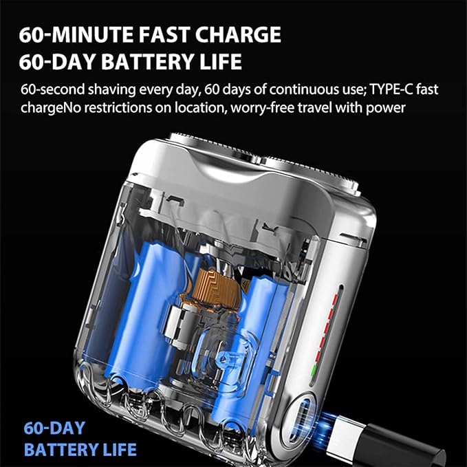 🔥2025 Nouveau design 50% de réduction🔥Rasoir électrique rotatif portable avec deux anneaux