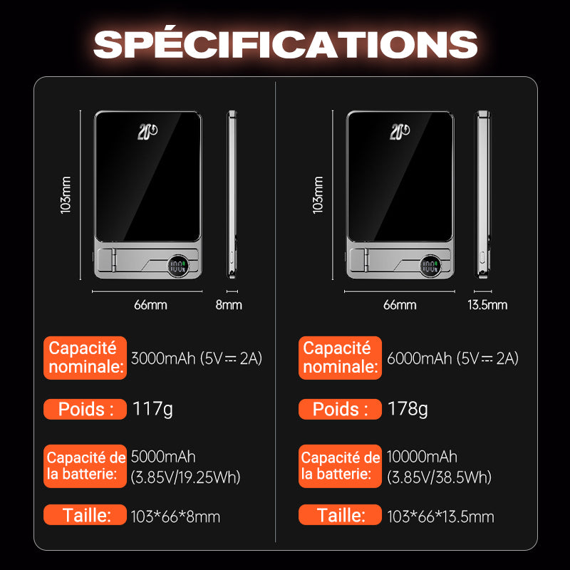 🎁Nouveaux produits vendus à chaud💯 Chargeur Portable Magnétique Ultra-fin avec Support