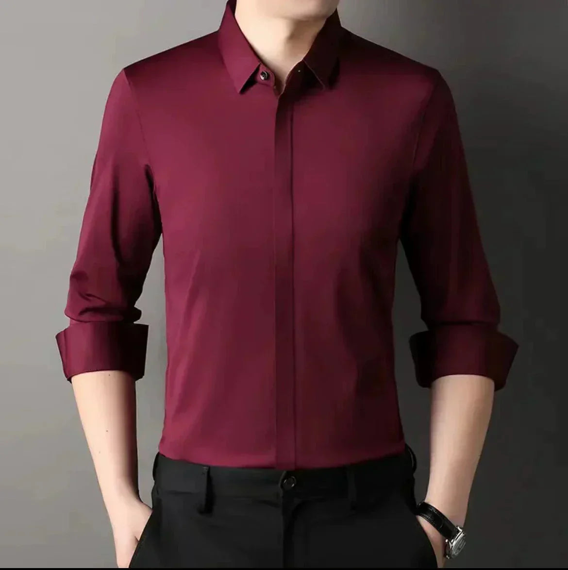 🔥50% de réduction👔Chemise boutonnée infroissable pour hommes
