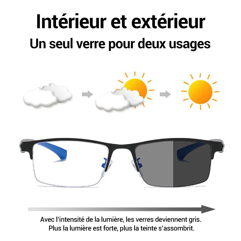 🔥Réduction de 50% pour le Nouvel An🔥Lunettes de lecture multifocales en titane photochromiques progressives à double lumière anti-lumière bleue