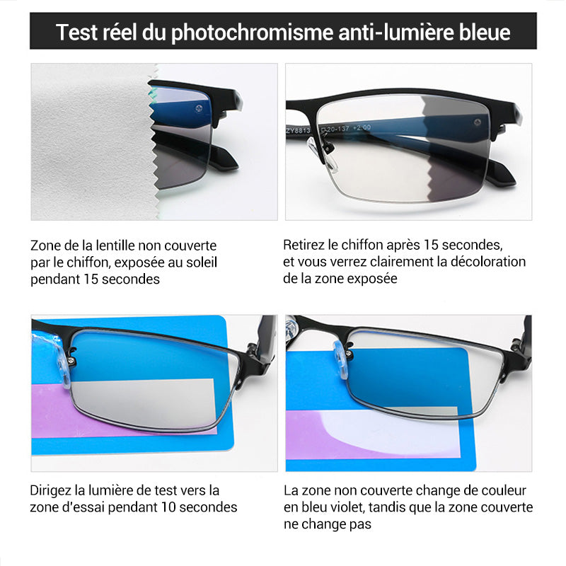 🔥Réduction de 50% pour le Nouvel An🔥Lunettes de lecture multifocales en titane photochromiques progressives à double lumière anti-lumière bleue