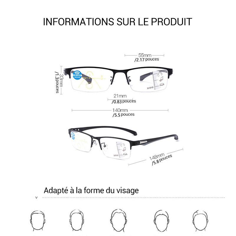 🔥Réduction de 50% pour le Nouvel An🔥Lunettes de lecture multifocales en titane photochromiques progressives à double lumière anti-lumière bleue