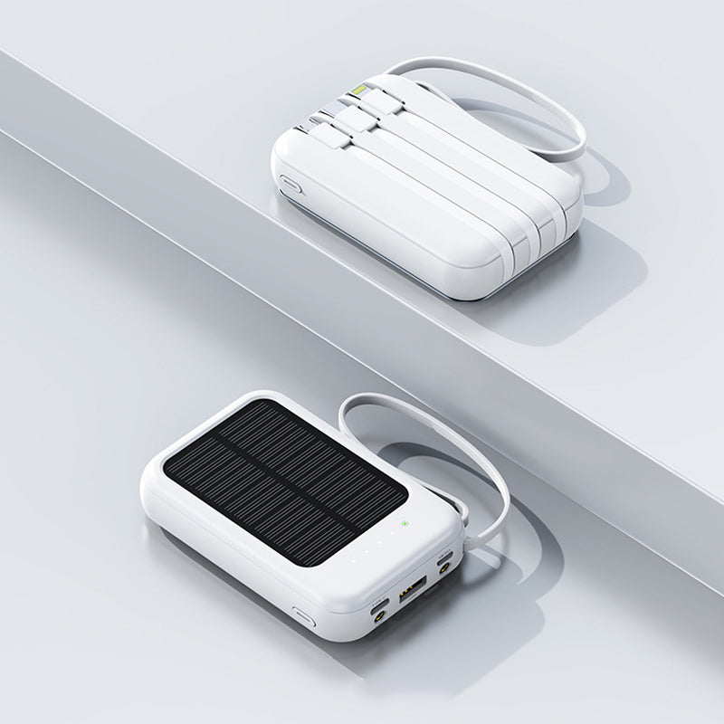 Batterie Externe Solaire Mini Autonome avec Câble Intégré