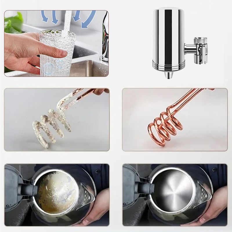 🔥Purificateur d'eau pour robinet domestique en acier inoxydable sans installation
