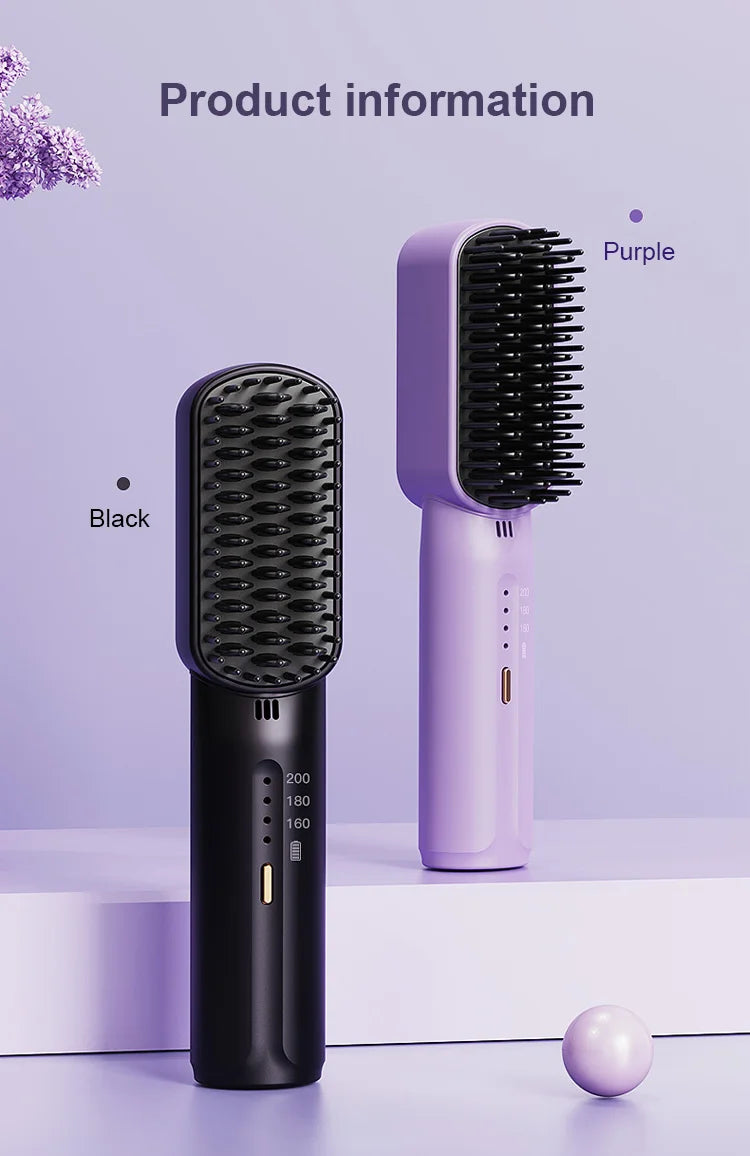Les ions négatifs ne blessent pas les cheveux - Mini peigne lissant portatif sans fil
