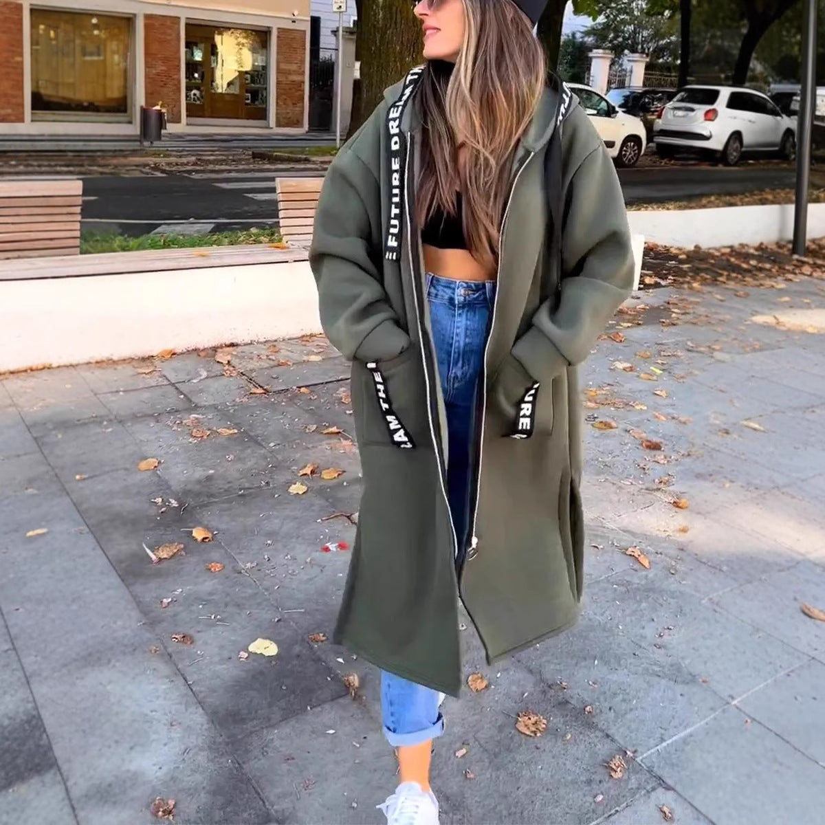 💖New Arrival Hot Sale 🔥Veste longue décontractée à capuche de couleur unie pour femme💥Remise à durée limitée de 59 %⏳