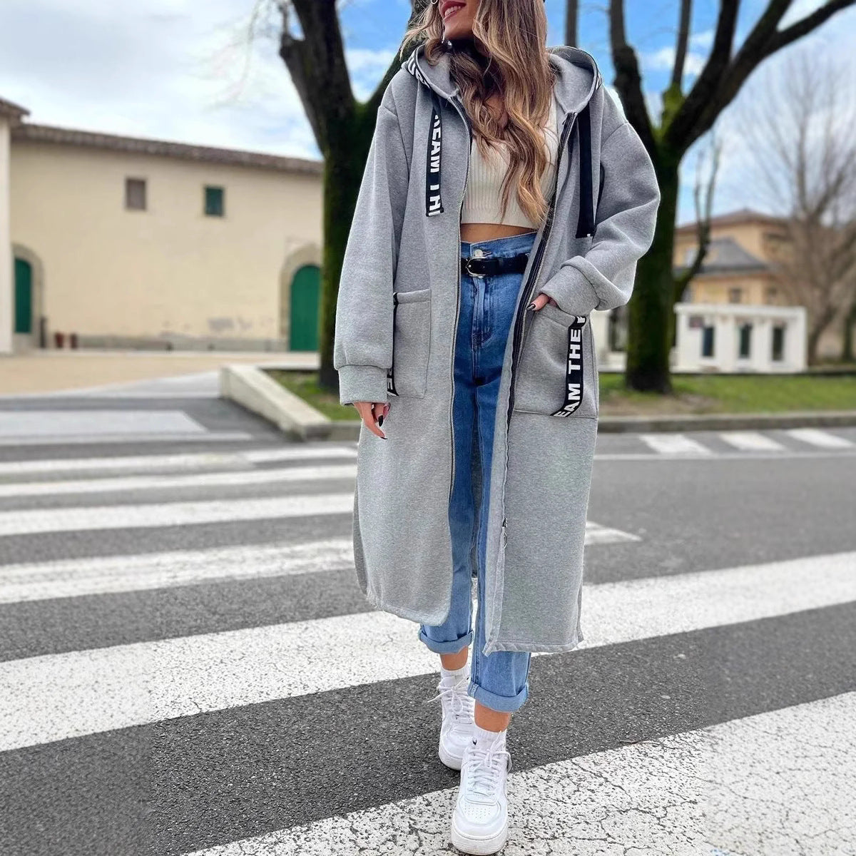 💖New Arrival Hot Sale 🔥Veste longue décontractée à capuche de couleur unie pour femme💥Remise à durée limitée de 59 %⏳