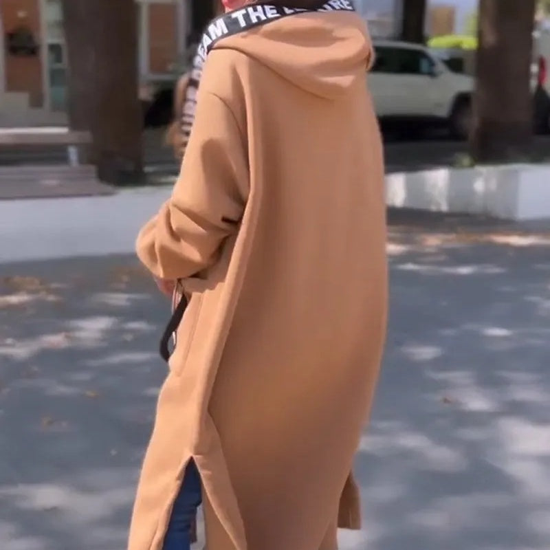 💖New Arrival Hot Sale 🔥Veste longue décontractée à capuche de couleur unie pour femme💥Remise à durée limitée de 59 %⏳