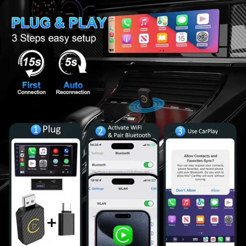 🥰2025 Nouvelle offre spéciale - 50% de réduction ✨ Adaptateur Carplay sans fil d'interconnexion embarquée