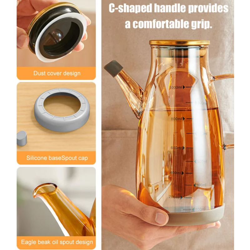 🔥Bouteille Distributeur d'Huile avec Bec Verseur Anti-Gouttes
