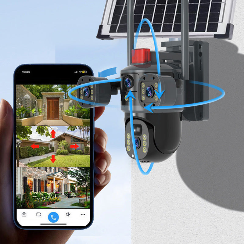 ☀️ 60% de réduction – Offre spéciale ! 📸 Caméra dôme solaire à triple objectif 360° – Surveillance complète