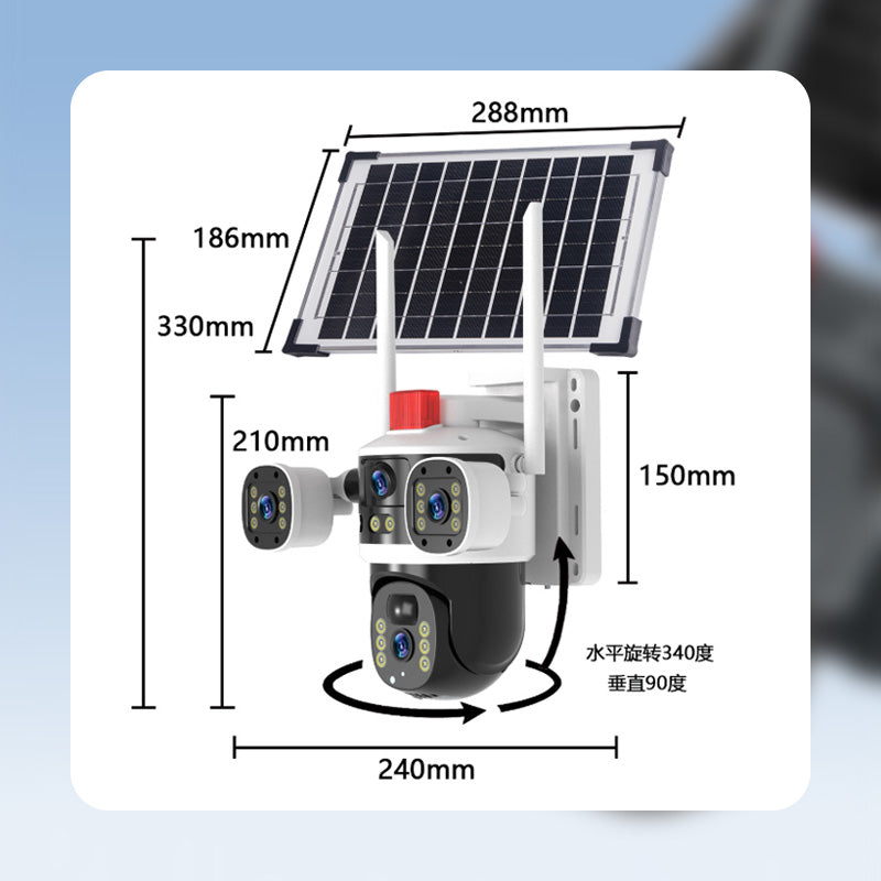 ☀️ 60% de réduction – Offre spéciale ! 📸 Caméra dôme solaire à triple objectif 360° – Surveillance complète