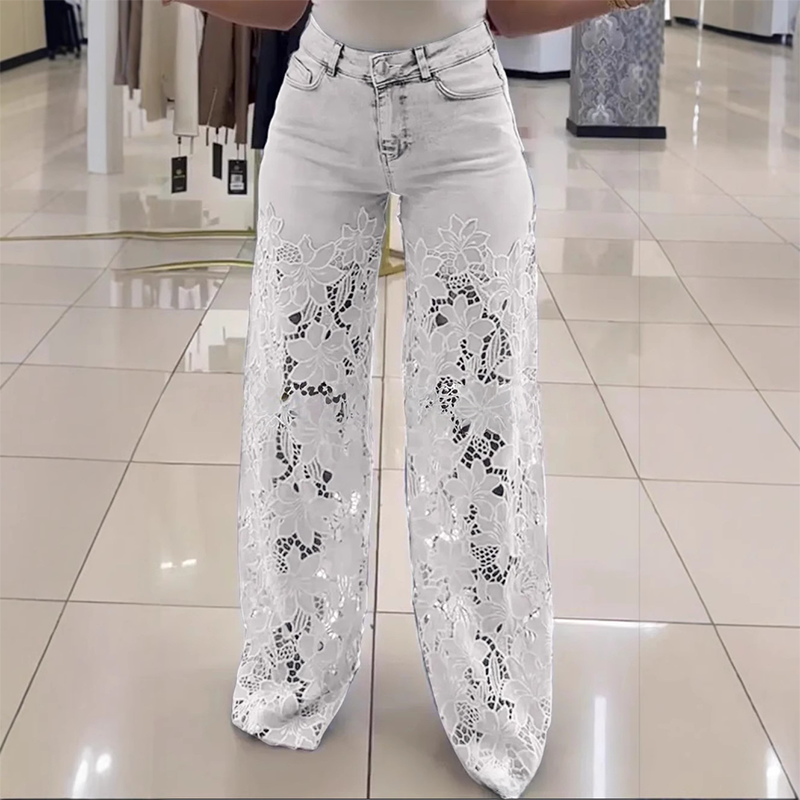 ❤️ Temps limité demi-prix - Jeans patchwork avec lacets élégants