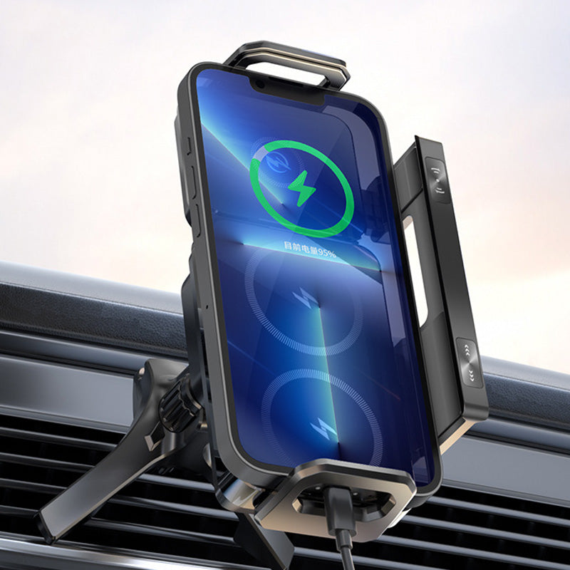 📢Dernières 3 heures : Grande vente⏰Support de téléphone de voiture sans fil à double bobine avec fonction de charge sans fil