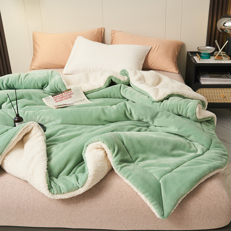❤️🔥Cadeau d'hiver🎁Couverture en peluche d'agneau épaisse double couche