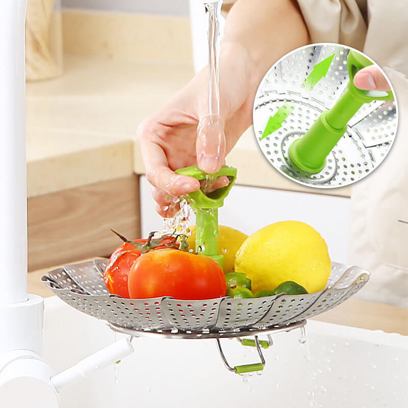 Cuit-vapeur à légumes pliable en acier inoxydable (🔥Réduction Nouvel An, 49% de réduction🔥).