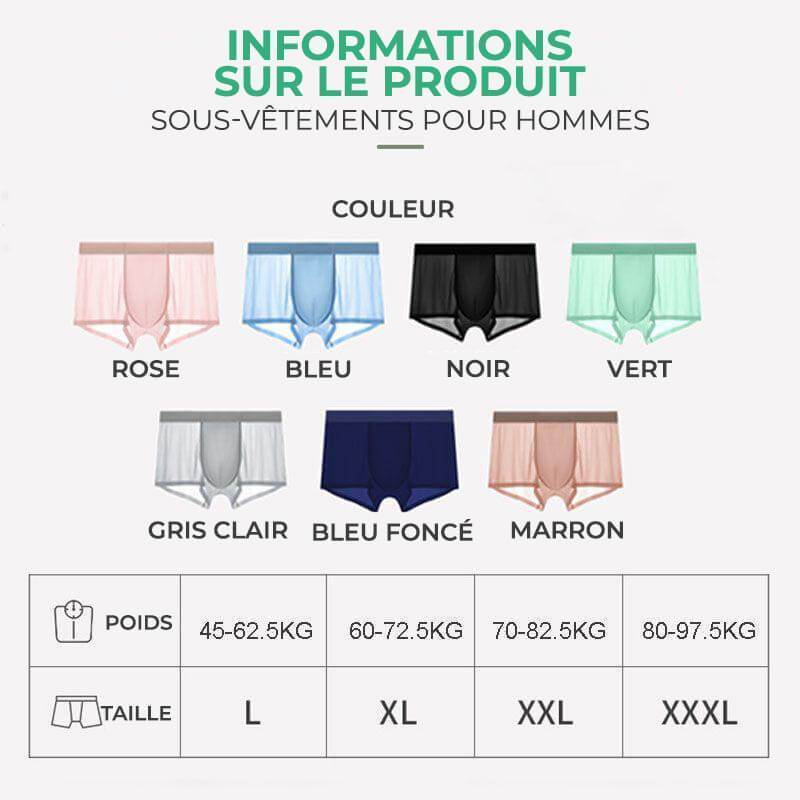 Réduction limitée dans le temps, culotte en soie glacée pour homme