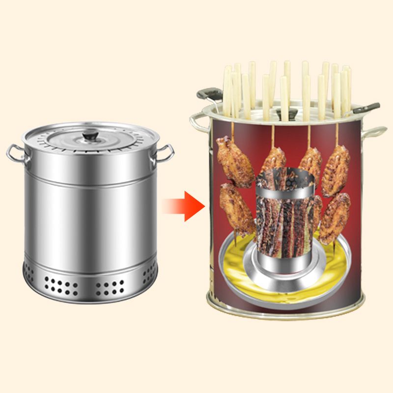 Seau barbecue non - fumeur en acier inoxydable