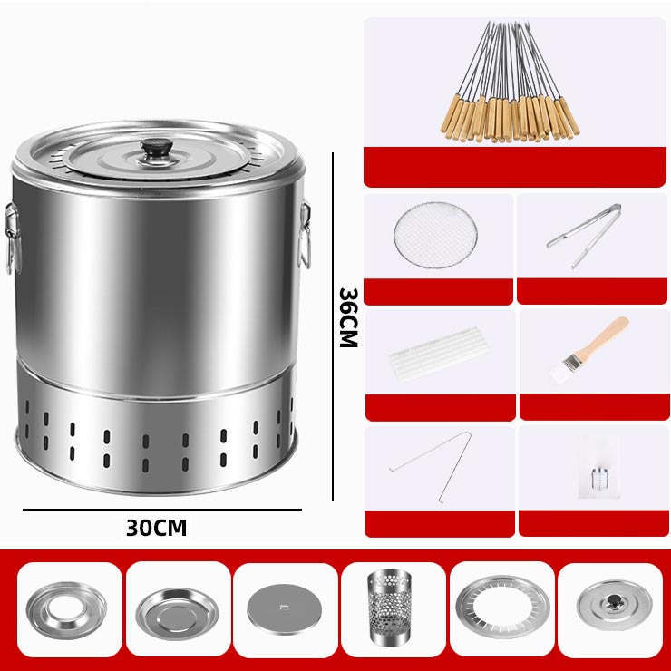 Seau barbecue non - fumeur en acier inoxydable