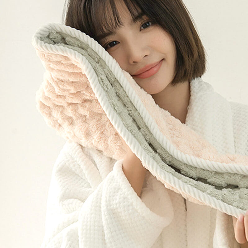 🎅 Beau cadeau de Noël 🎁 Chapeau de cheveux secs absorbant double couche en peluche de corail