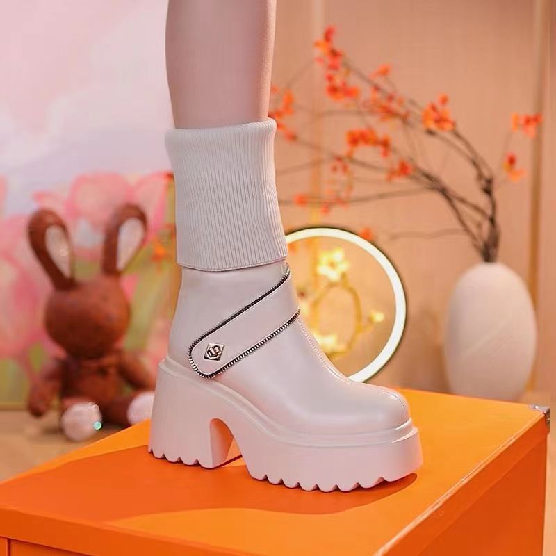 đ„Livraison gratuiteđ„Bottes de genou Ă talons hauts et Ă plateforme pour femmes