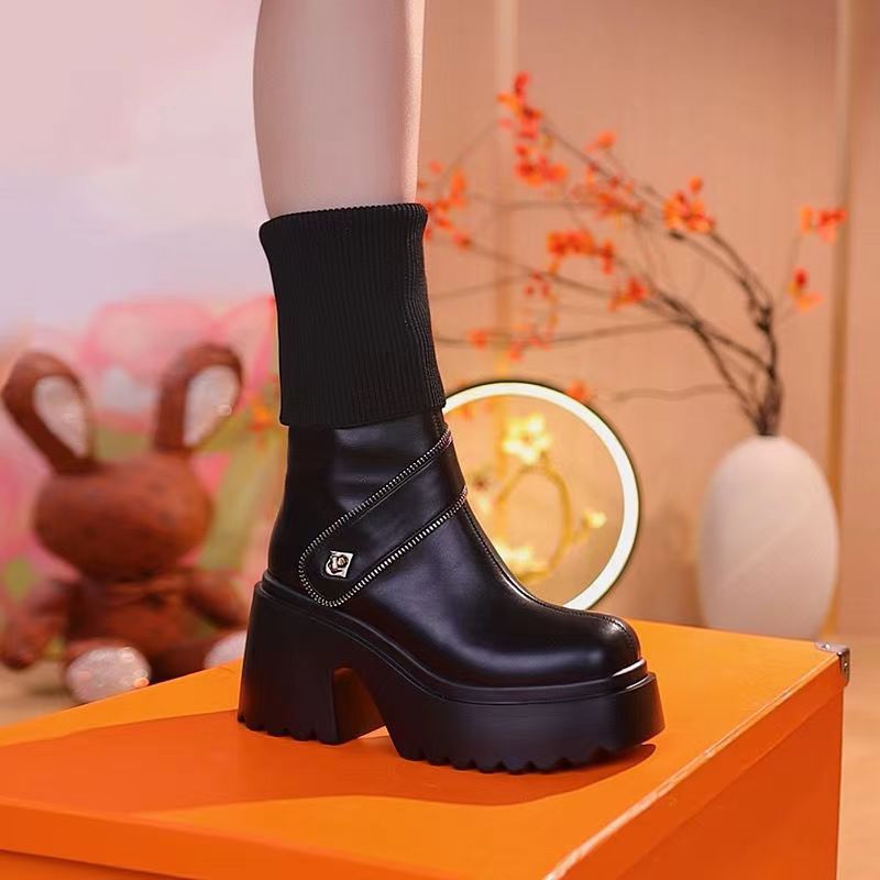 đ„Livraison gratuiteđ„Bottes de genou Ă talons hauts et Ă plateforme pour femmes