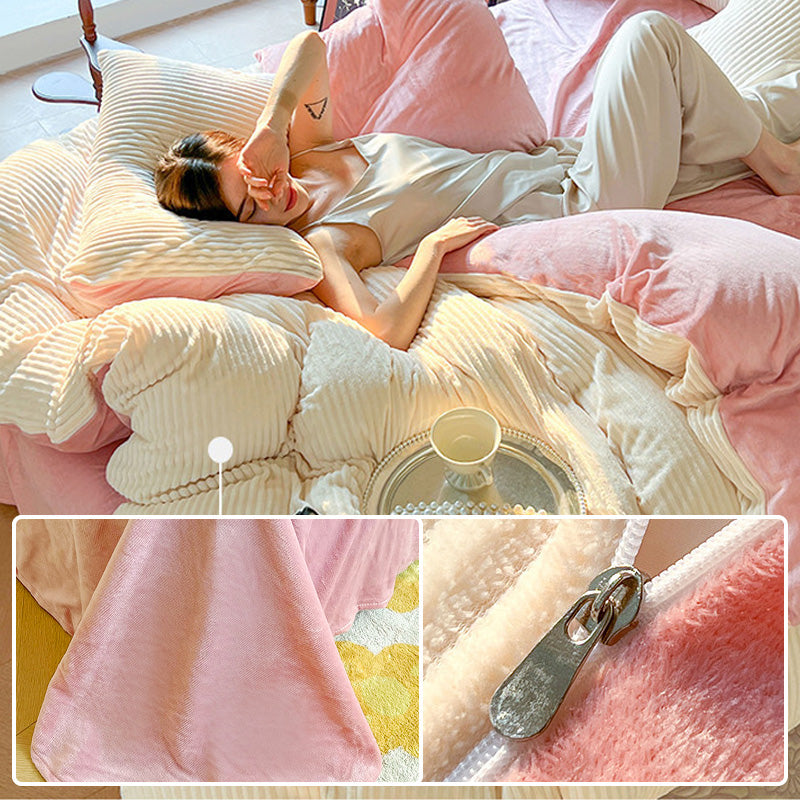 (Ensemble de trois pièces Housse de couette, drap, Taies d'oreiller*2)Ensemble de literie Premium couleur unie