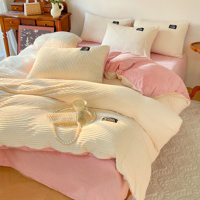 (Ensemble de trois pièces Housse de couette, drap, Taies d'oreiller*2)Ensemble de literie Premium couleur unie