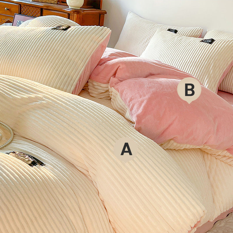 (Ensemble de trois pièces Housse de couette, drap, Taies d'oreiller*2)Ensemble de literie Premium couleur unie