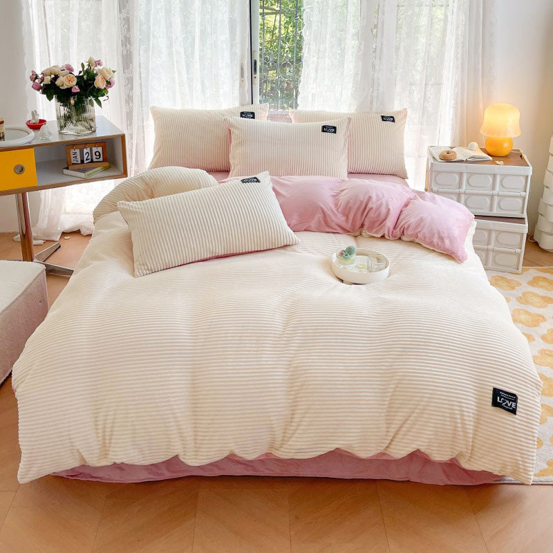 (Ensemble de trois pièces Housse de couette, drap, Taies d'oreiller*2)Ensemble de literie Premium couleur unie