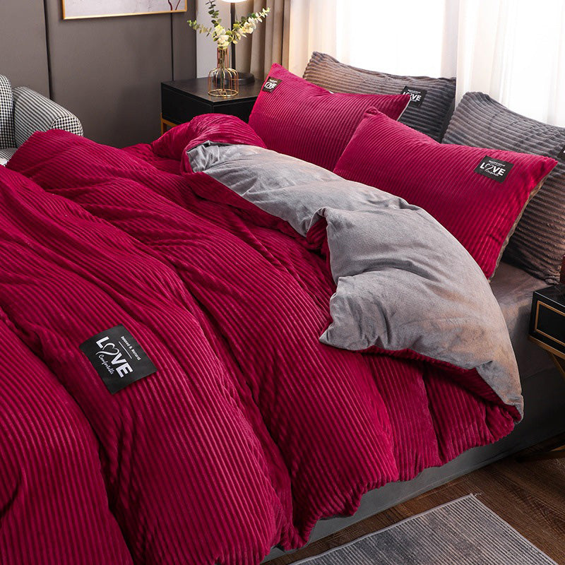(Ensemble de trois pièces Housse de couette, drap, Taies d'oreiller*2)Ensemble de literie Premium couleur unie