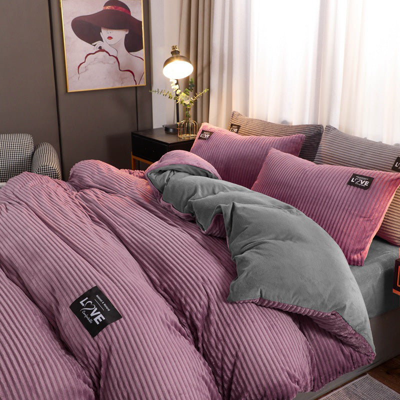 (Ensemble de trois pièces Housse de couette, drap, Taies d'oreiller*2)Ensemble de literie Premium couleur unie