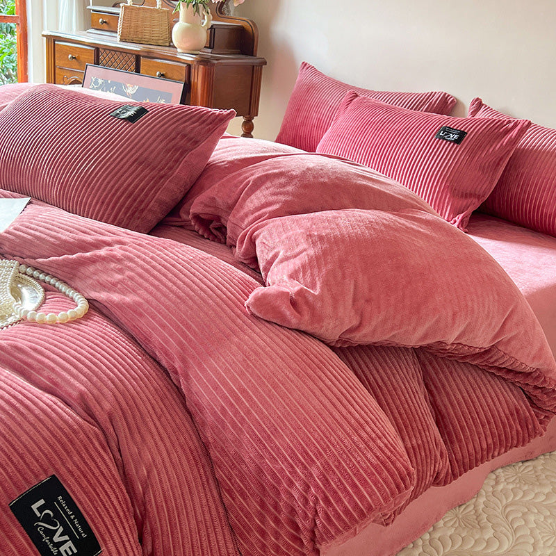 (Ensemble de trois pièces Housse de couette, drap, Taies d'oreiller*2)Ensemble de literie Premium couleur unie