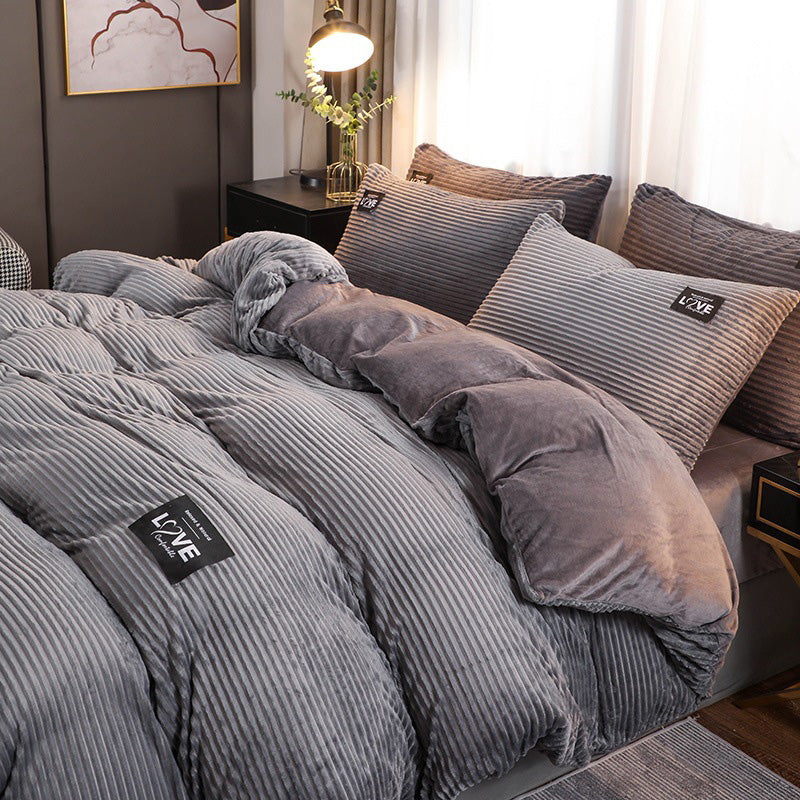 (Ensemble de trois pièces Housse de couette, drap, Taies d'oreiller*2)Ensemble de literie Premium couleur unie