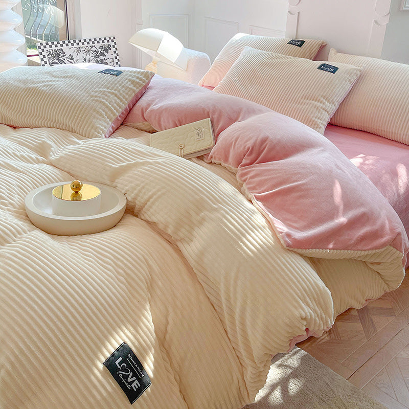 (Ensemble de trois pièces Housse de couette, drap, Taies d'oreiller*2)Ensemble de literie Premium couleur unie
