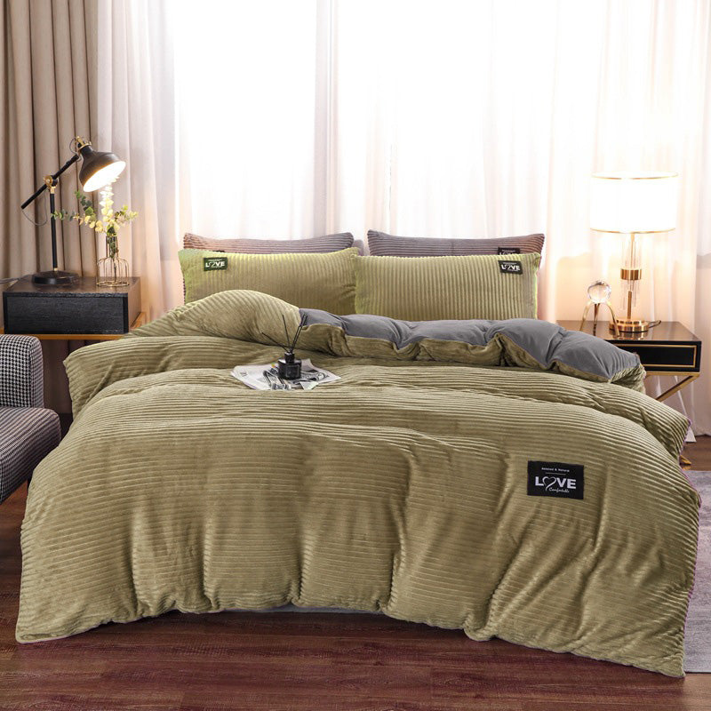 (Ensemble de trois pièces Housse de couette, drap, Taies d'oreiller*2)Ensemble de literie Premium couleur unie