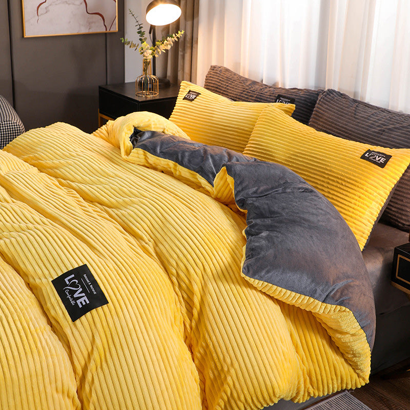(Ensemble de trois pièces Housse de couette, drap, Taies d'oreiller*2)Ensemble de literie Premium couleur unie