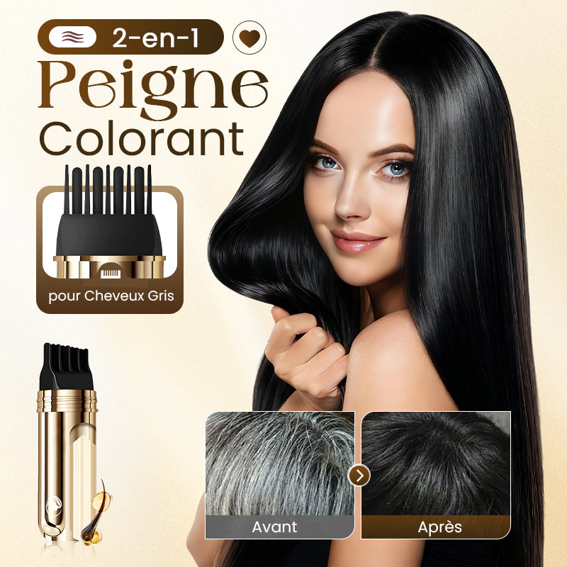 🔥 DERNIERES HEURES – 50% DE RÉDUCTION ! Peigne Colorant 2 en 1 pour Cheveux Gris – Sans Chimie, Sans Taches, Résistant à l’Eau