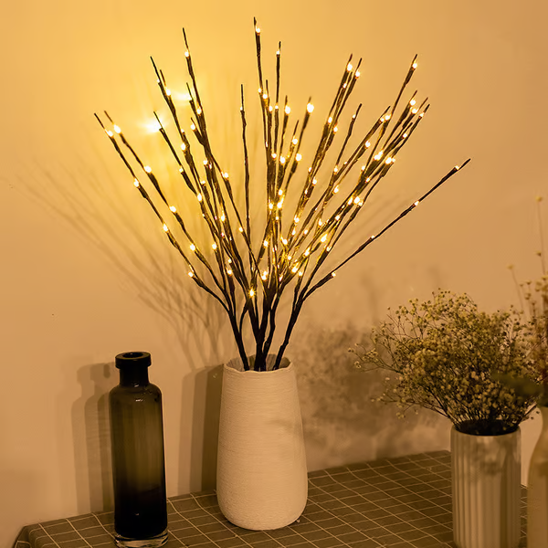 🌟Lumières LED en forme de branche de saule à piles