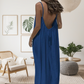 Robe longue pour femme à bretelles spaghetti dos nu drapé fluide ✨ élégante et légère 🌿