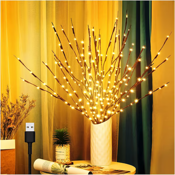 🌟Lumières LED en forme de branche de saule à piles