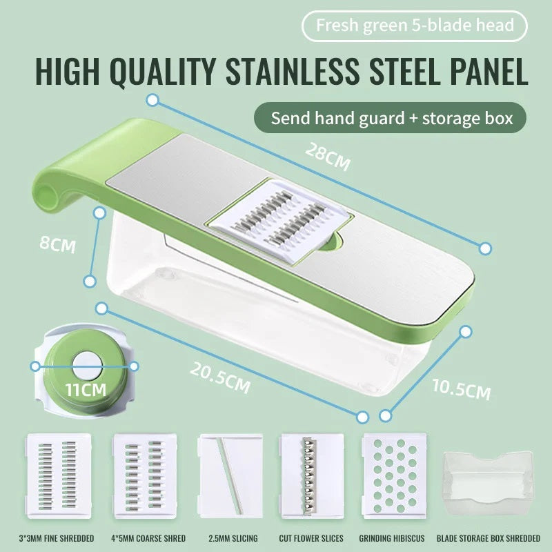 📢📢50 % de réduction📍Hachoir de cuisine multifonctionnel 7 en 1 en acier inoxydable avec protège-mains