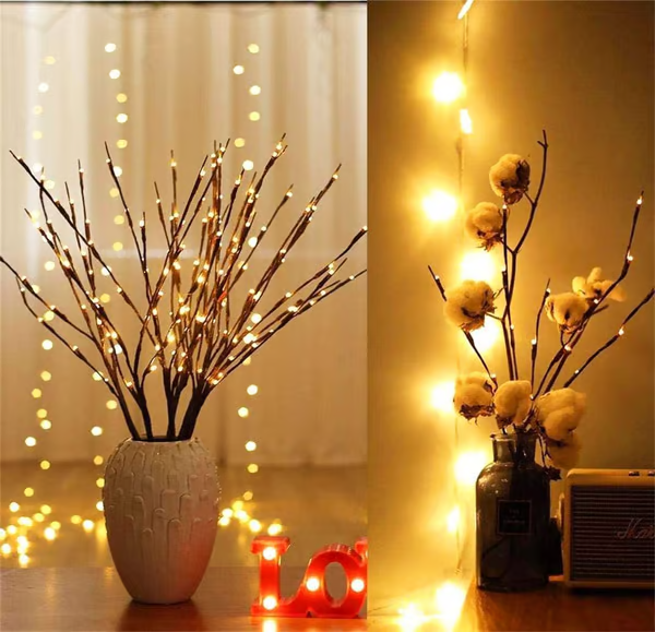 🌟Lumières LED en forme de branche de saule à piles