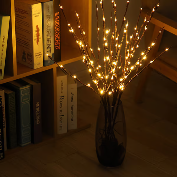🌟Lumières LED en forme de branche de saule à piles